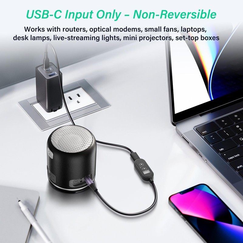 SinLoon PD 140W USB C to DC5525 Converter Cable | Adjustable Voltage 5V/9V/12... gallery