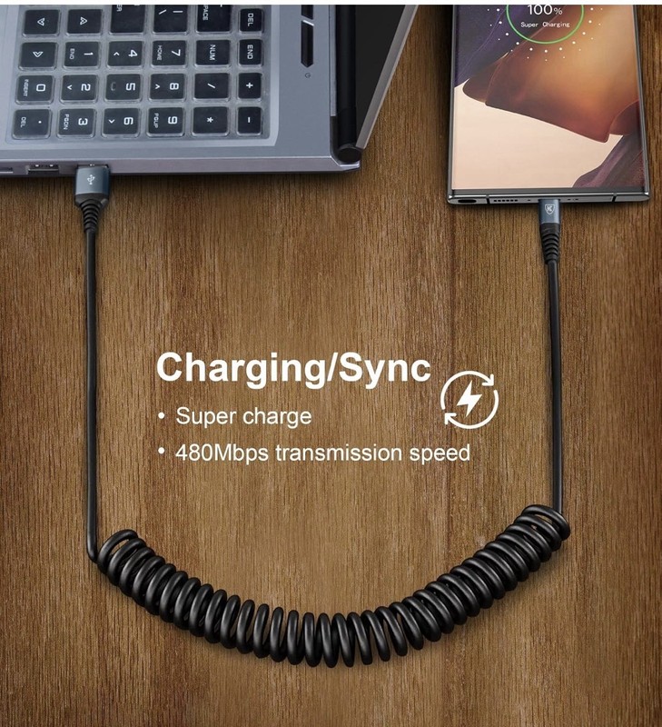 USB-C Fast Charging Cable 2-Pack 3ft Coiled USB-A to USB-C iPhone 17-15 Samsung gallery