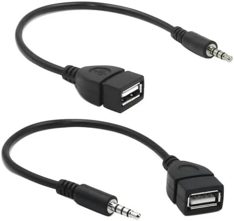 2-Pack AUX to USB Adapter, 3.5Mm Male Audio Jack to USB 2.0 Female Converter for