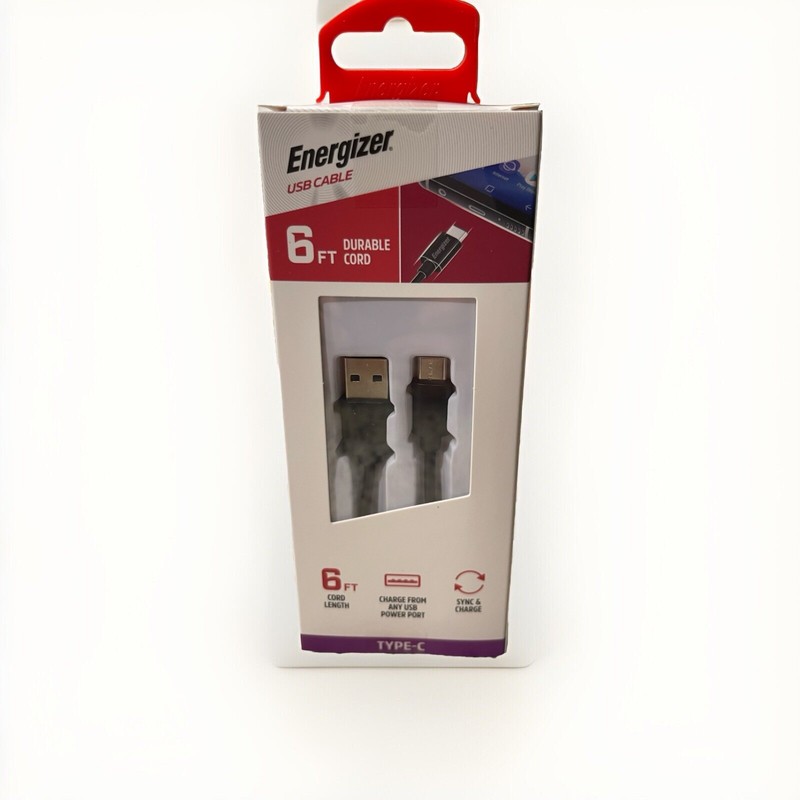 Energizer Type-C Sync & Charging USB Cable 6ft Long Durable Cord Black gallery