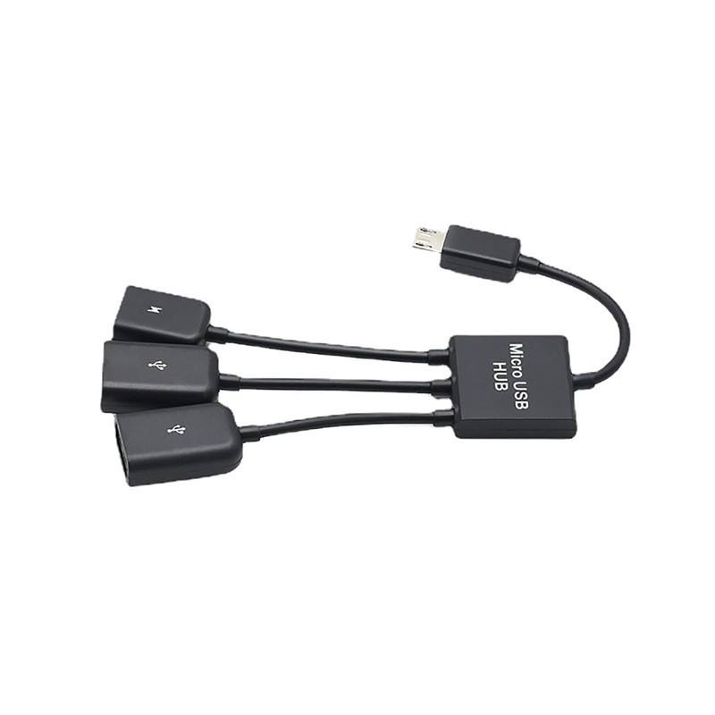 to Female Double USB 2.0 Host OTG Adapter Cable for Smartphone Keyboards 3 Po... gallery
