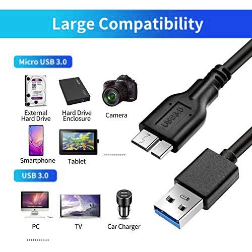 Micro USB 3.0 Cable USB A To Micro B Cord External Hard Drive 5Gbps 3 FT gallery