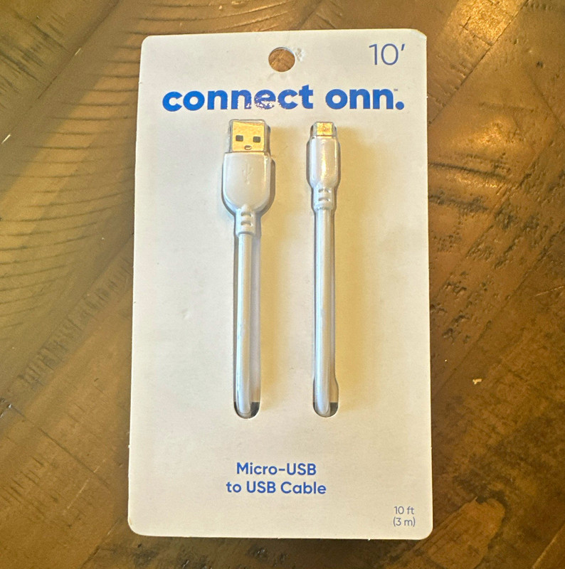 onn. Micro-USB to USB Charging & Data Transfer Cable 10 ft (3 m) White