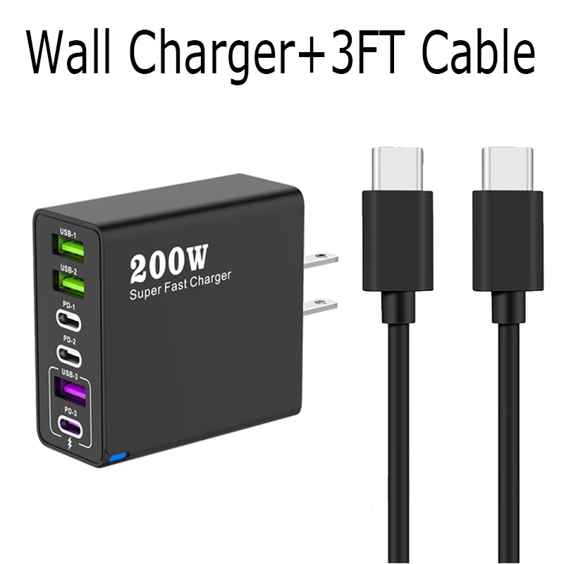 200W Fast Charging Type C Wall Charger For Samsung A15 A16 A17 A25 A55 A36 A57