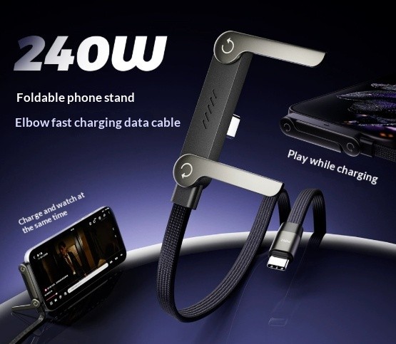 Fast Charging Foldable Bracket Data Cable 2-in-1 Data Wire Foldable Phone Tablet gallery