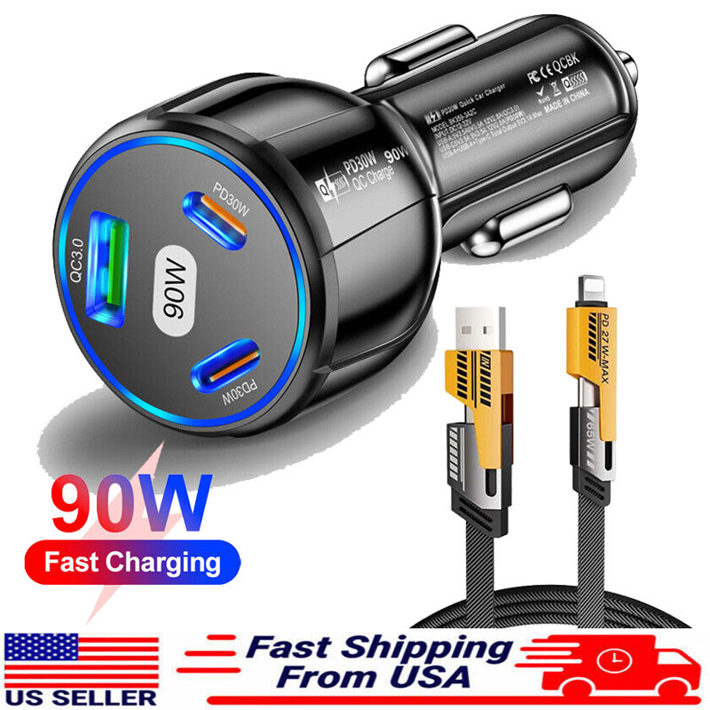 90W LED PD Fast Car Charger Adapter For Samsung Galaxy A55 A35 A25 A05s A72 A15 gallery
