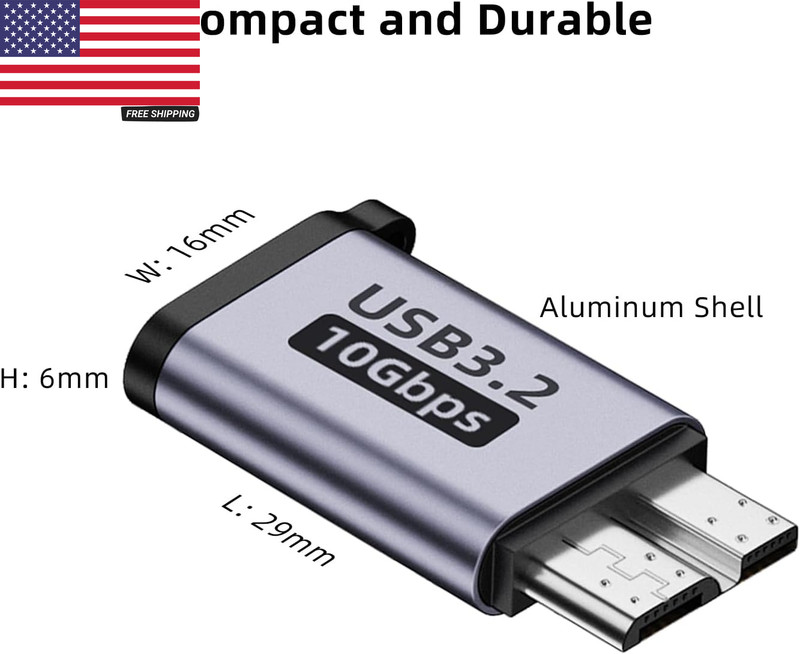 USB C to Micro B Hard Drive Adapter (4 Pack), 10Gbps Micro B to USB C Cable Conv gallery