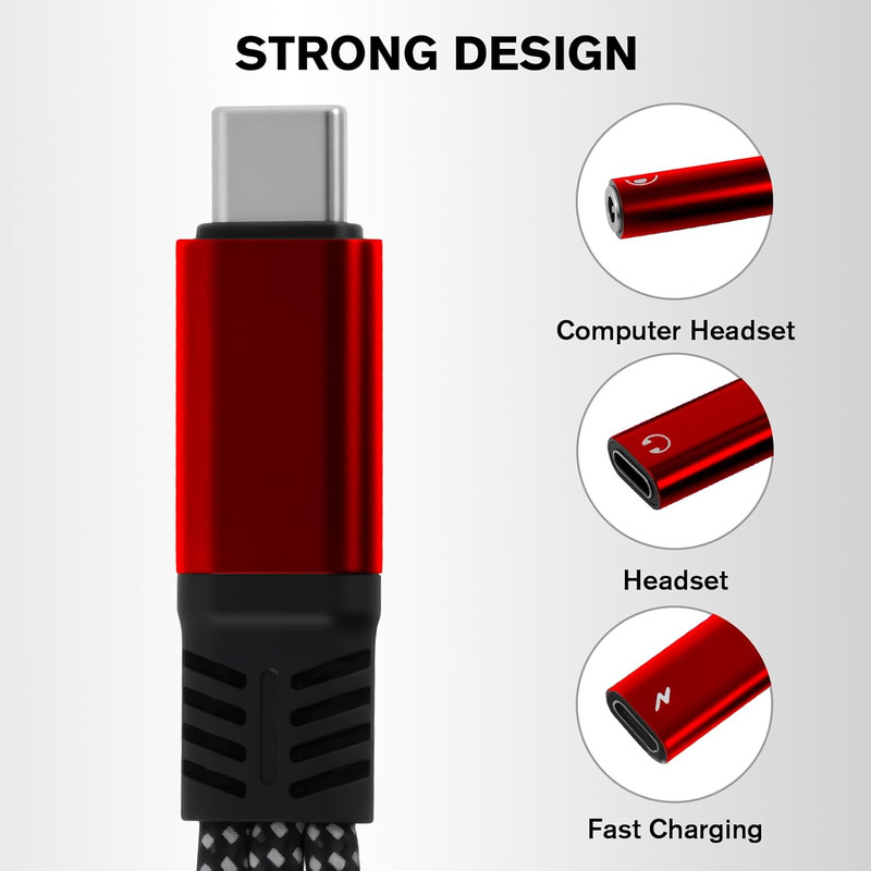 1 in 3 USB C to Type-C Charging and Type-C Headphones plus 3.5Mm Headphones PD 6 gallery