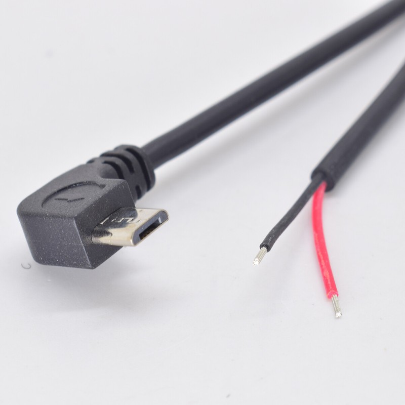 5pcs Left Angle 90D Micro USB Male Plug Cable 2 wires 30cm 12inch 22AWG 5V 3A gallery