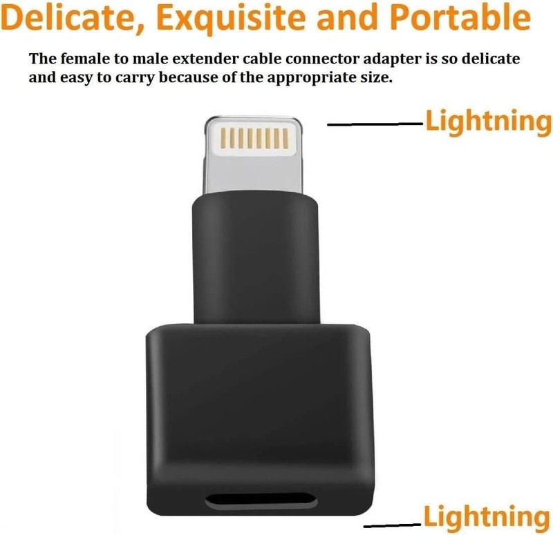 2Pack Apple Mfi Certified Lightning Extender Adapter, Male to Female, 8-Pin for gallery