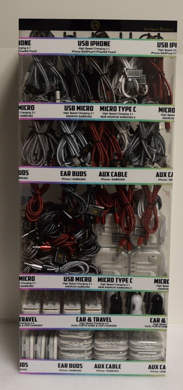 Wholesale Lot 200 Pcs Fast Charging USB Accessories with Crystal Display Rack