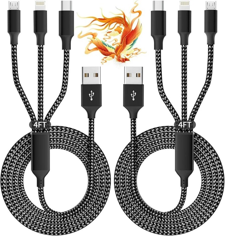 IDISON Multi Charging Cable(2Pack 4FT), 3 in 1 USB Charging Cable for...