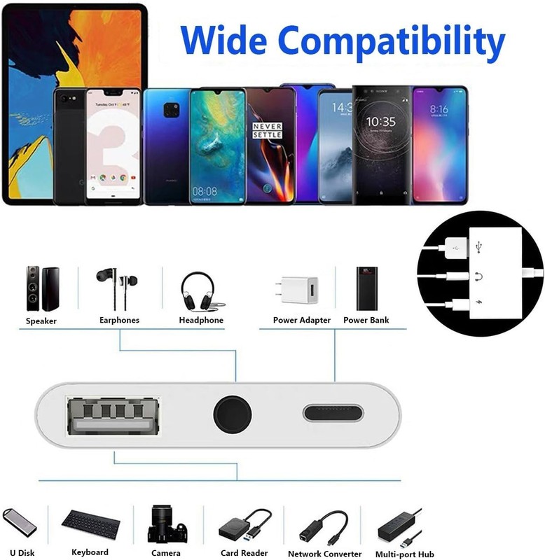 USB C to USB Adapter for Macbook, 3-In-1 USB C to USB-A OTG Splitter with 3.5Mm gallery