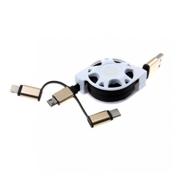 3-IN-1 RETRACTABLE USB CABLE CHARGER POWER WIRE SYNC DATA CORD For CELL PHONES gallery