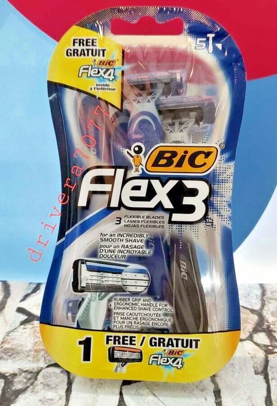 4T BIC Flex 3 Men's 3 Flexible Blades, Disposable Razor 4T+1 Free + 5T