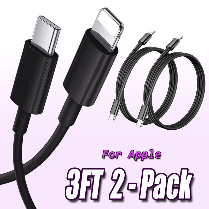 2Pack USB C to iPhone Fast Charging Charger Cable For iPhone 6 7 8 Plus SE 2022