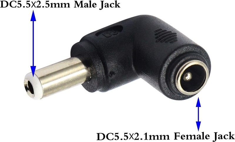 zdyCGTime DC 5.5x2.5mm Male 90 Degree Angle to DC5.5x2.1mm Female Adapter 5 V... gallery