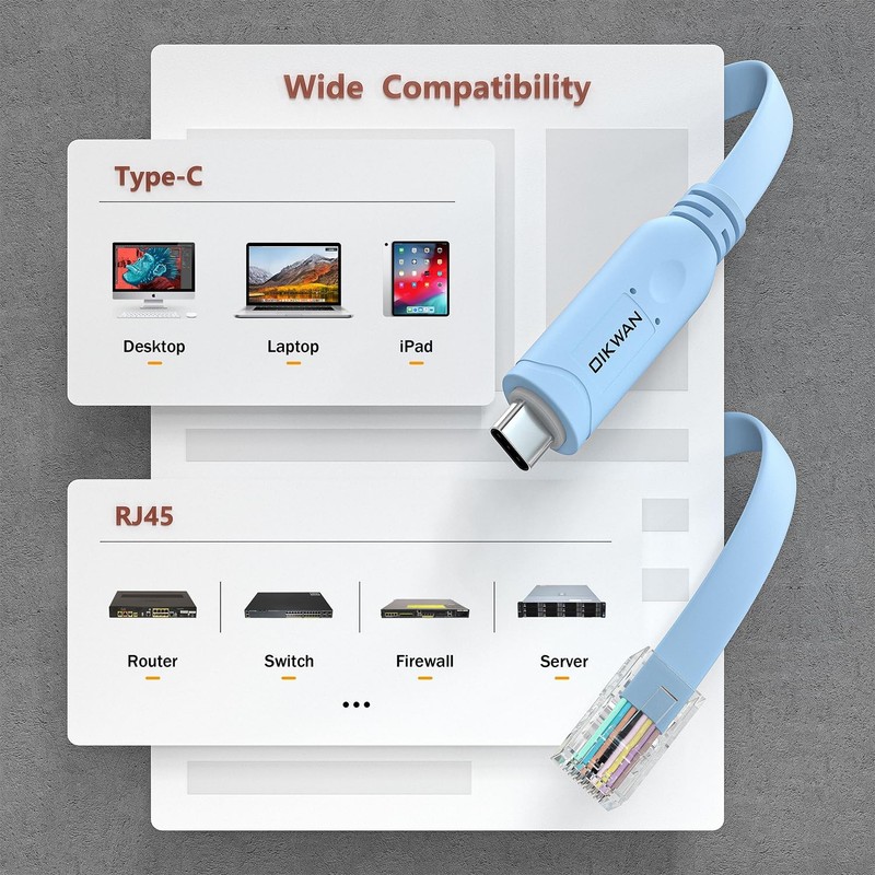 OIKWAN USB Console Cable,USB to RJ45 Cable for Cisco 6 ft, Blue gallery