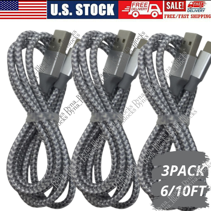 3 Pack Fast Charger USB Cable 6/10FT For iPhone 5 6 7 8 Plus Xs Max 11 12 13 Pro