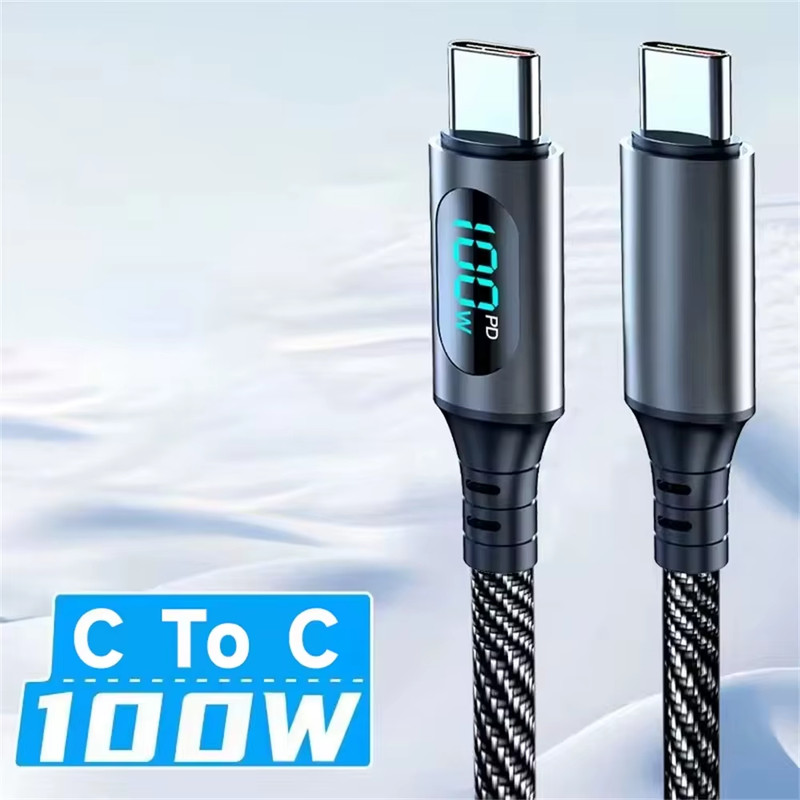 120W USB-C to Type-C Fast Charging Cable with LED Display