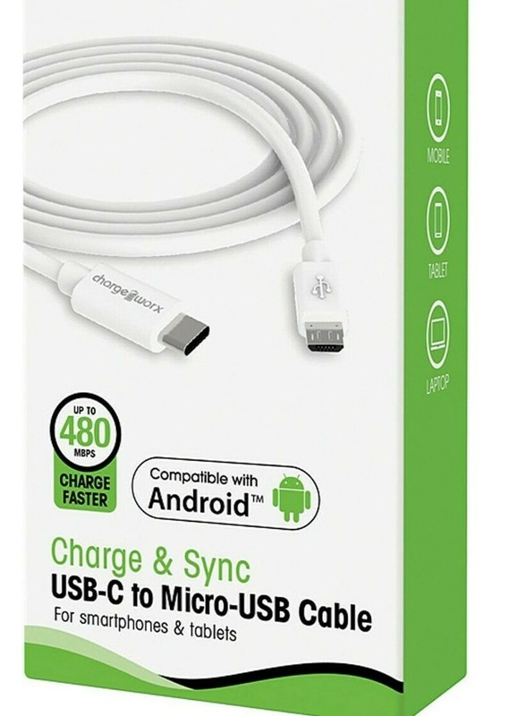5ft Foot USB-A to USB-C Sync & Charge Cable White Lot of 2pcs 506-085WH
