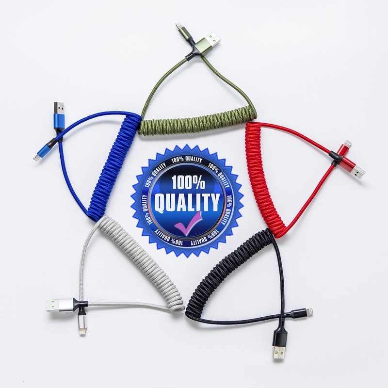 Spring Coiled Fast Charge Data Cable Cord Fit for iPhone 14 13 12 11 XR X/ProMax gallery