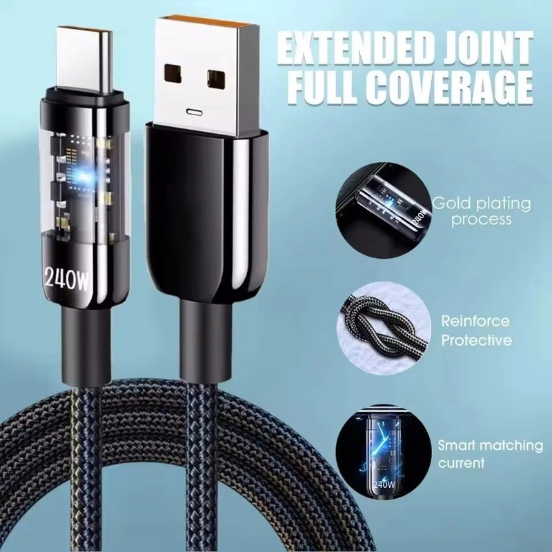 1/2M Length C -C 240W USB Type C Cable PD Fast Charging Phone Charger Data Cord gallery