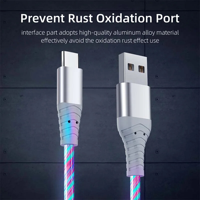 Flow Luminous USB Type C Cable 3A Fast Charging Data Cord for Samsung Xiaomi OPP gallery