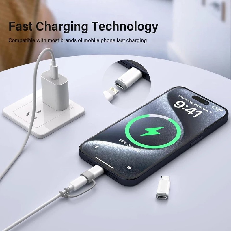 Type C Male To iPhone Port Adapter USB-C To iPhone Charge USB Convertor-4 Pack gallery