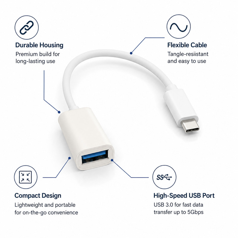USB-C OTG Cable 20cm White for Honor X8 Flash Drive Mouse gallery