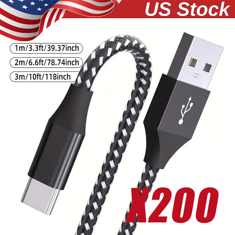 Lot USB-A to Type-C Fast Charging Data SYNC Charger Cable Cord 3/6FT LONG