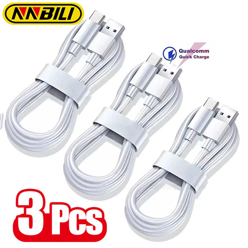 3xPcs USB-A to USB-C 10A Fast Charging Cable 1.5m Data 480Mbps Android CE