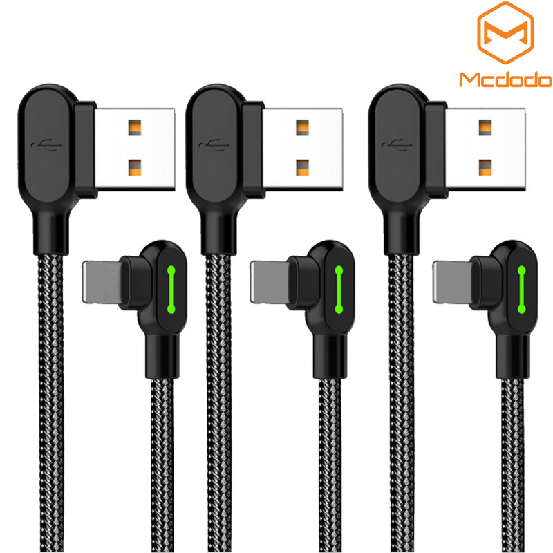 3X Mcdodo 90° LED USB Fast Charger Cable For iPhone 14 13 12 11 XR Charging Cord