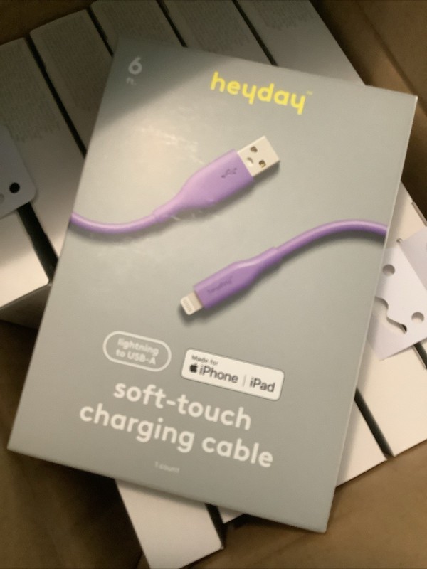 Heyday 6 Ft. USB-A To USB-C Soft Touch Charging Cables Purple New BOX Of Twelve gallery