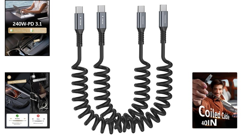 Retractable 240W USB-C Cable Set [3FT] - Perfect for On-The-Go Charging gallery