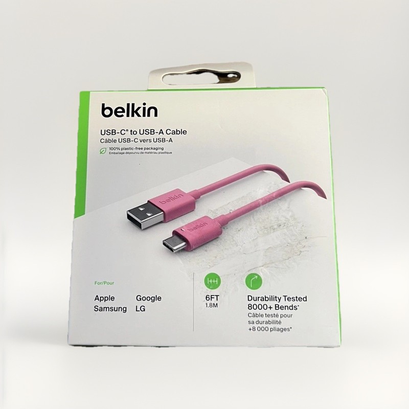 Belkin F2CU032bt06-PNK USB 2.0 Supported USB-C to USB-A Cable (1.8m / 6ft) PINK