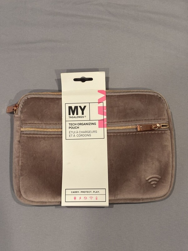 MY Tagalongs Tech Organizer Pouch Light Purple Velvet Travel Case 2 Pockets NWT