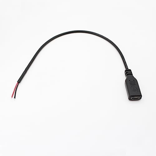 USB C Power Pigtail Cable 1FT 24AWG 5V 3A Type-C Female to Bare Wire DIY Cord, 6 gallery