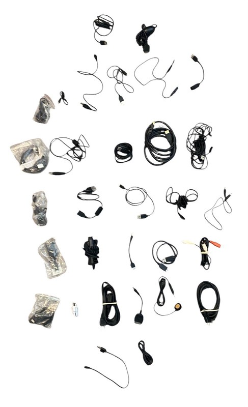 Mixed Lot-Electronic Cables, Chargers,Adapters, USB, AUX, Power Cord-Buds Bundle