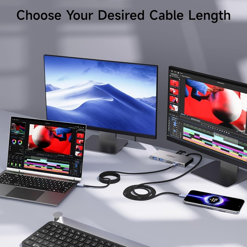 2-Pack] USB 4 Cable 10FT/3 M,Long USB C Data Cable for 40Gbps Braided,8K/4K V... gallery