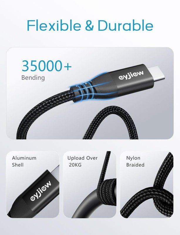 eyjiew 240W USB C to USB C Cable 10ft 2 Pack Long Type C Super Fast Charging gallery