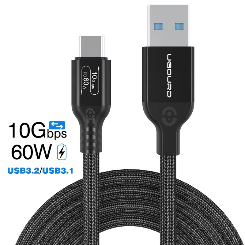 USB-A To USB-C Cable USB3.2 60W Fast Charging Cord 10Gbps For iPhone Samsung