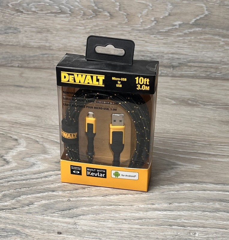 Dewalt 10 Feet Kevlar Reinforced Braided Charger Cable Android Micro USB NEW gallery