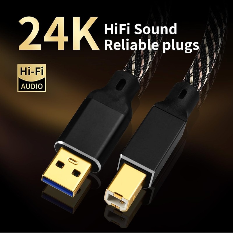 USB Type A to B Cable - 3.0 HiFi Audio, Nylon Braid gallery