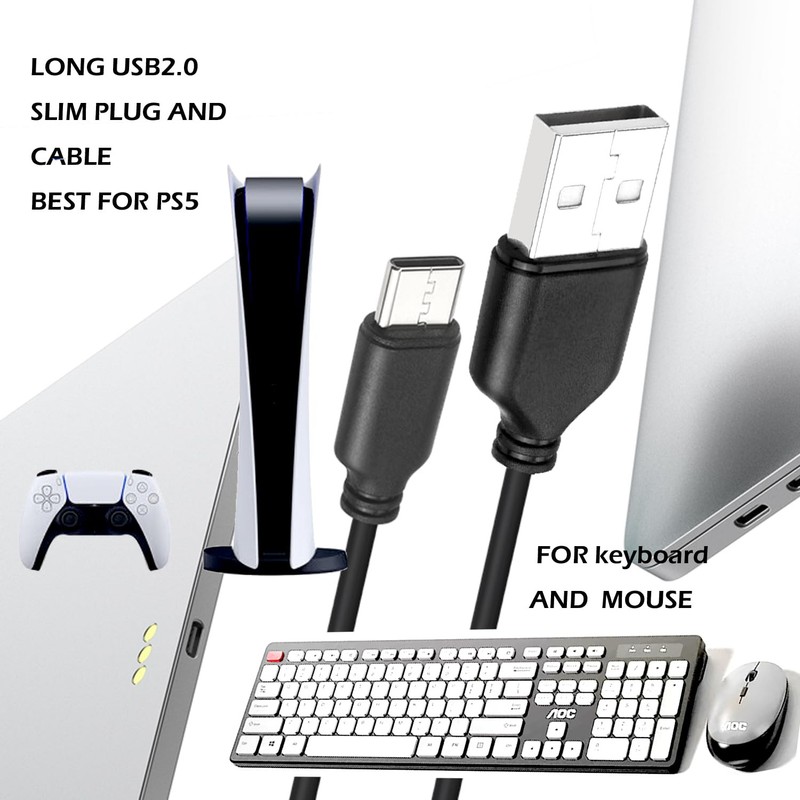 50ft USB2.0 Slim USB C to USB A Cable, Black, 2.8mm, Supports Data Transfer u... gallery