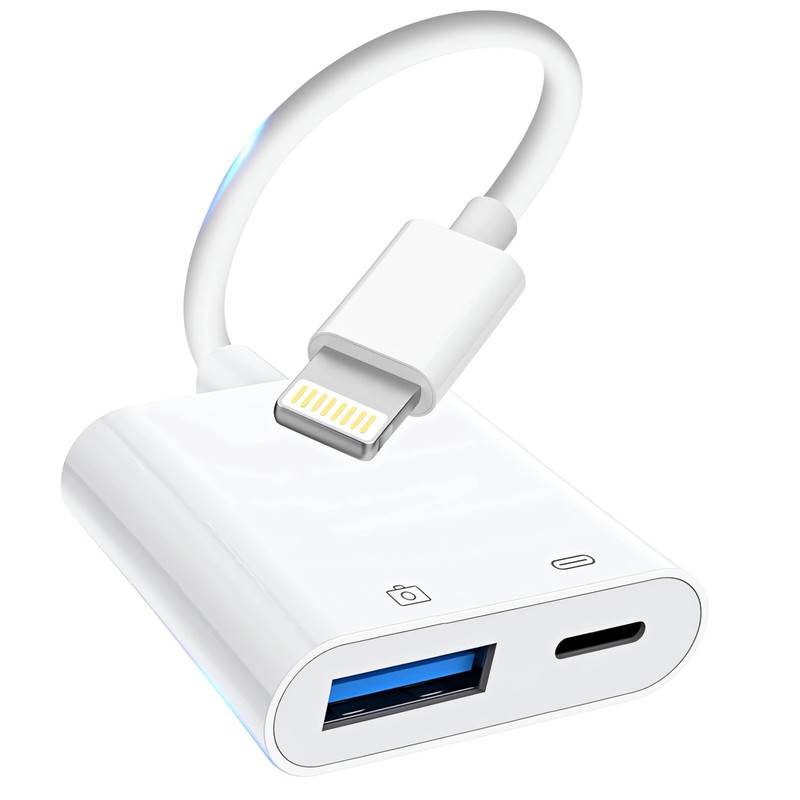 8-Pin to USB Camera Adapter, USB 3.0 Female with Charging Port – Plug and Play