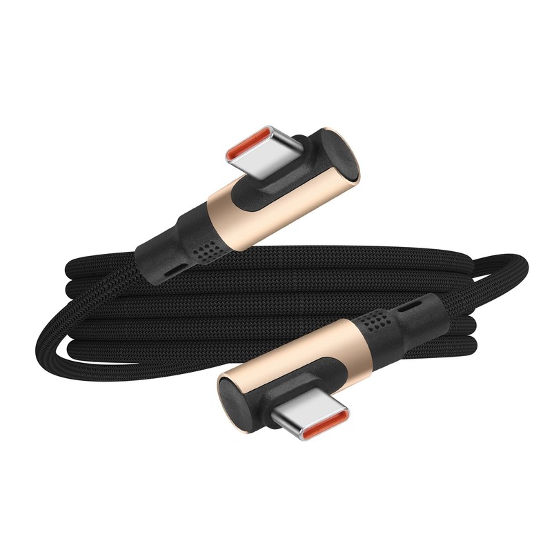90 Degree USB C to USB C Cable, 240W Fast Charging Nylon Braided, 4.9FT Right…