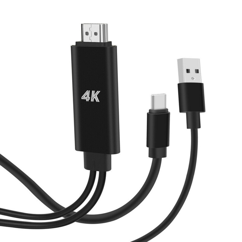 USB-C to 4K HDMI Adapter AV Cable TV Video Hub TYPE-C Charger Port for Tablets