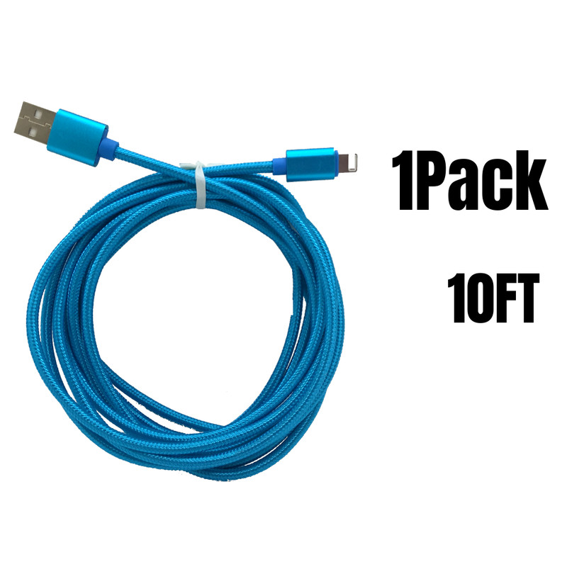 1/3/5 PCS 10Ft Braided USB Charging Cable Data Cord For iPhone 14 13 12 11 8 7 6