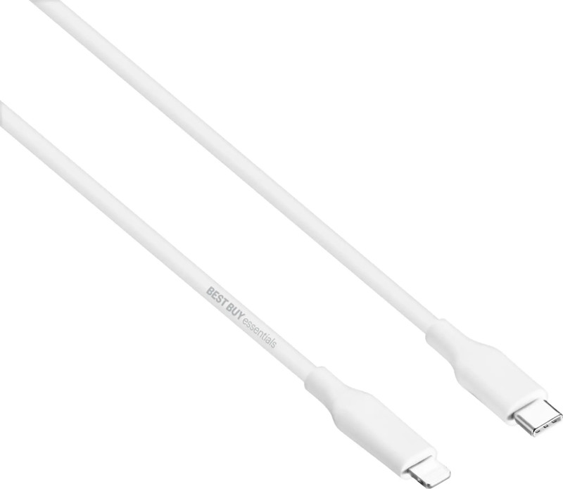 Best Buy essentials™ - 5' USB-C to Lightning Charge-and-Sync Cable - White gallery